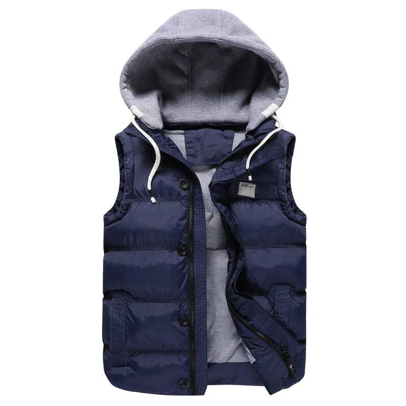 Elegant Men's Wool CoatsHooded Puff Vest