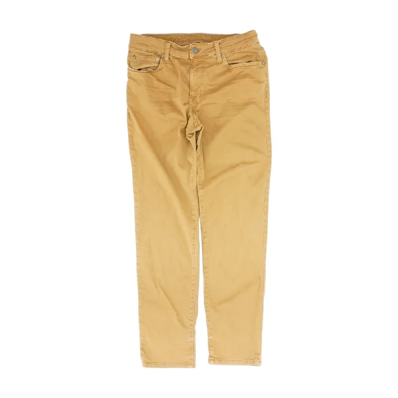 Men's Pants with Faux Leather PatchesKhaki Solid Jeans