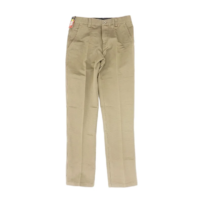 Men's Pants with Hidden ButtonsKhaki Solid Khaki Pants