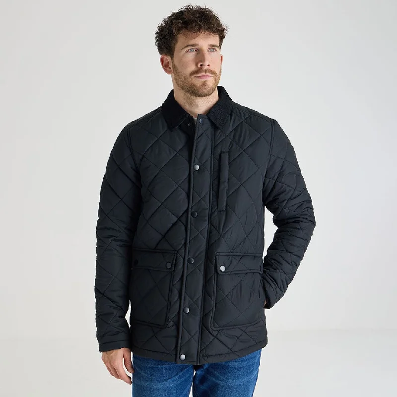 Men's Coats with ZippersMens Black Quilted Coat