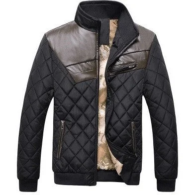 Functional Men's Ski JacketsQuilted Jacket with Leather Insert