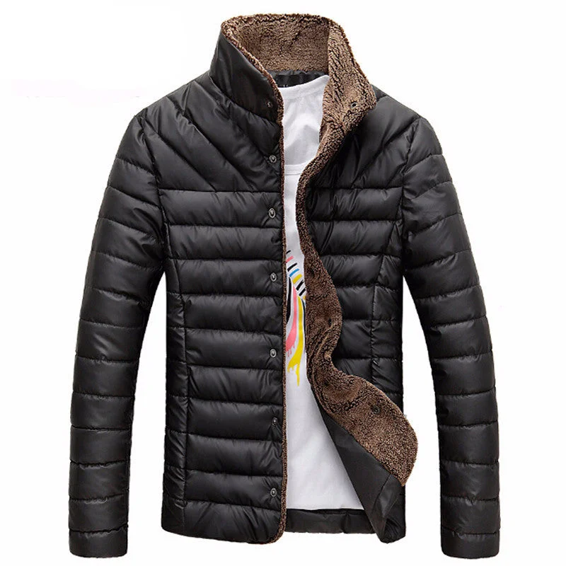 Classic Men's Trench CoatsDown Winter Jacket with Furred Interior