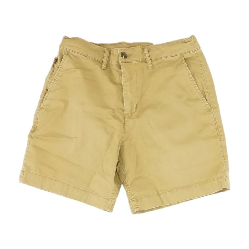 Men's Pants with Appliqué DetailsTan Solid Khaki Shorts