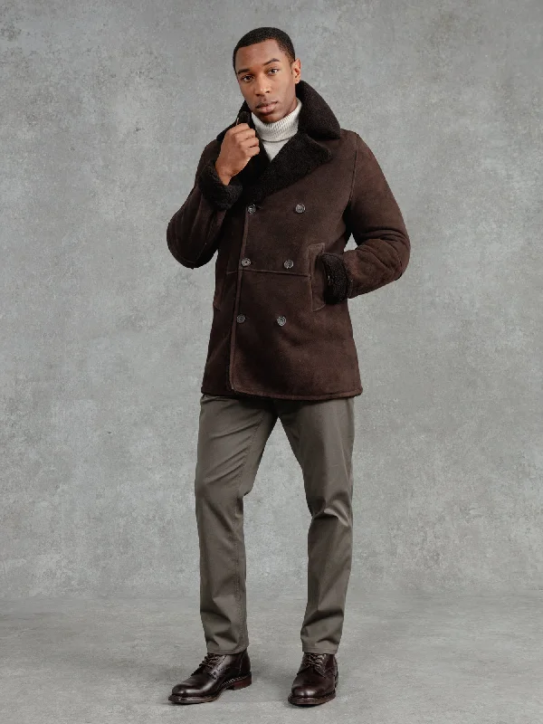 Men's Coats for WorkThe Suede Shearling Peacoat