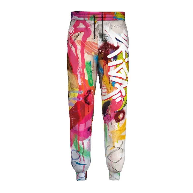 Men's Pants with Adjustable CuffsAbstract Paint Sweatpants