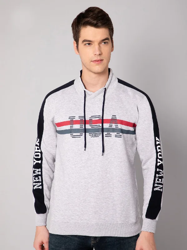 Sports-Inspired Men's SportswearMens Grey Melange Sweatshirt