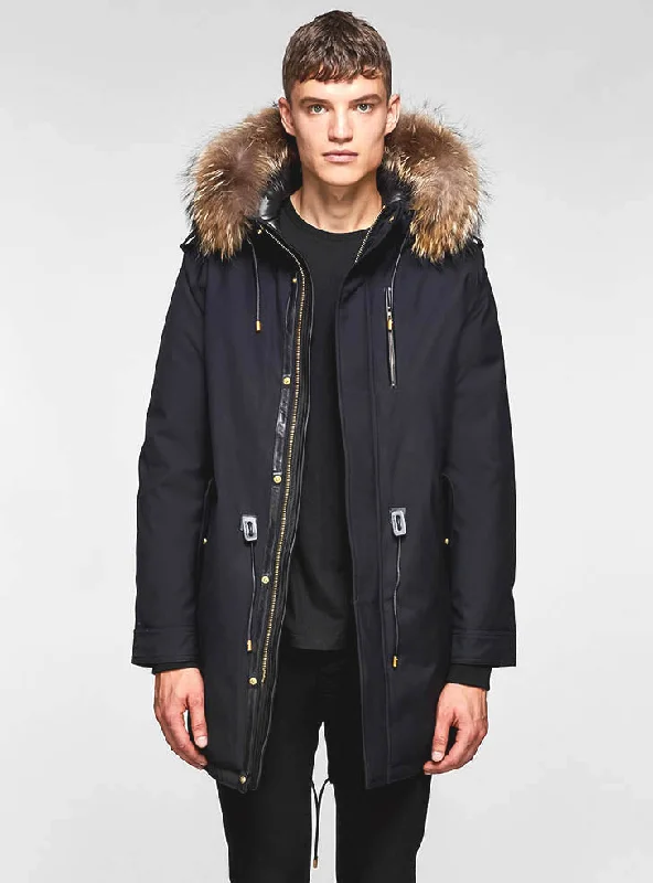 Men's Coats with Vintage StyleMen's Moritz-D Fur Hood Twill Parka|-|Parka en tissu croisé à capuchon avec fourrure Moritz-D Homme