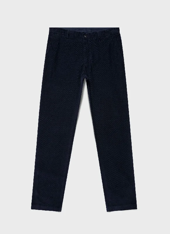 Men's Pants with Flat-Front DesignsMen's Fine Corduroy Trouser in Navy