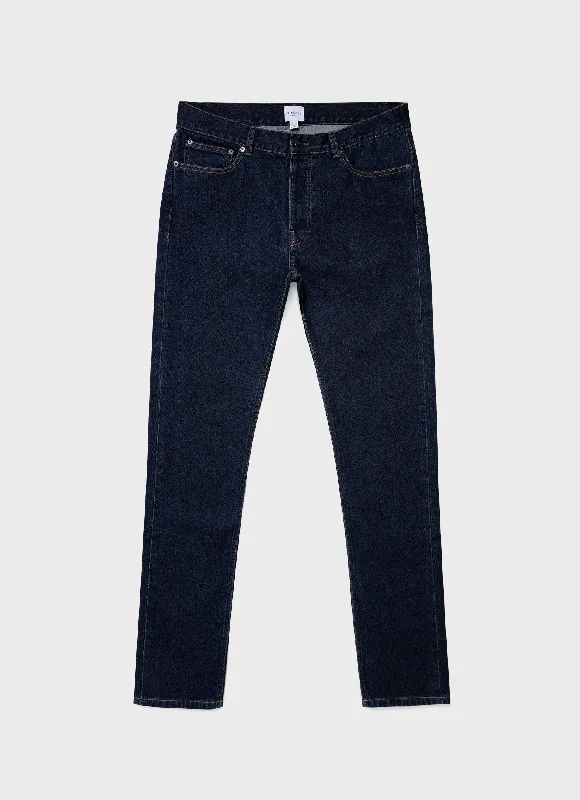 Men's High-Waisted Pants for a Retro StyleMen's Regular Fit Jeans in Rinse Wash Denim