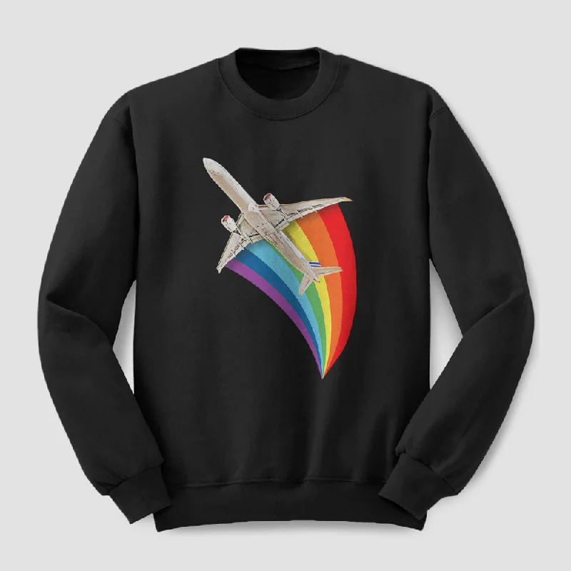 Modern Casual Men's SportswearPlane Flying Rainbow - Sweatshirt