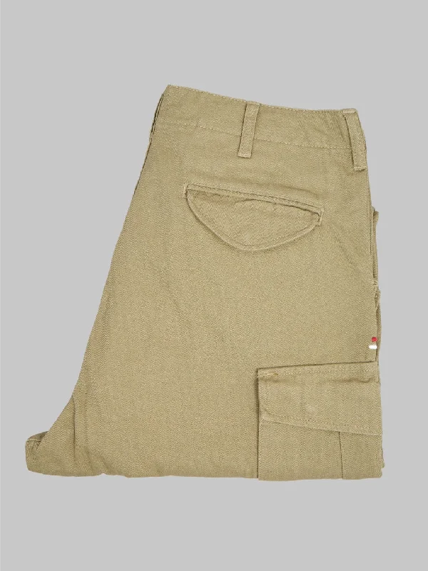 Men's Pants with Embroidered DesignsTanuki Herringbone M-65 Pants Khaki Beige