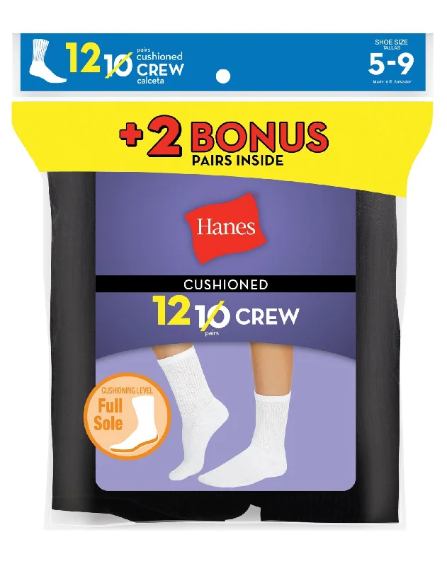 Hanes Women`s 12-Pack Cushion Crew Socks