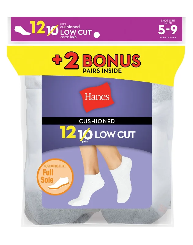 Hanes Women`s 12-Pack Cushion Low Cut Socks