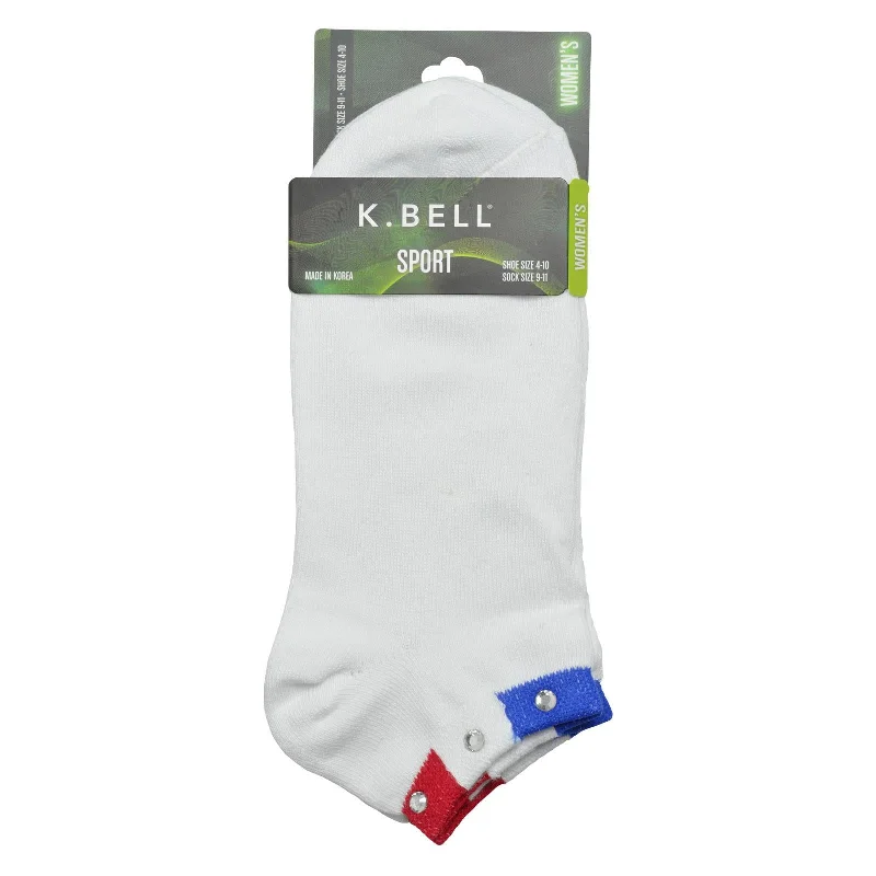 K. Bell Womens American Stripe w/Rhinestones Socks