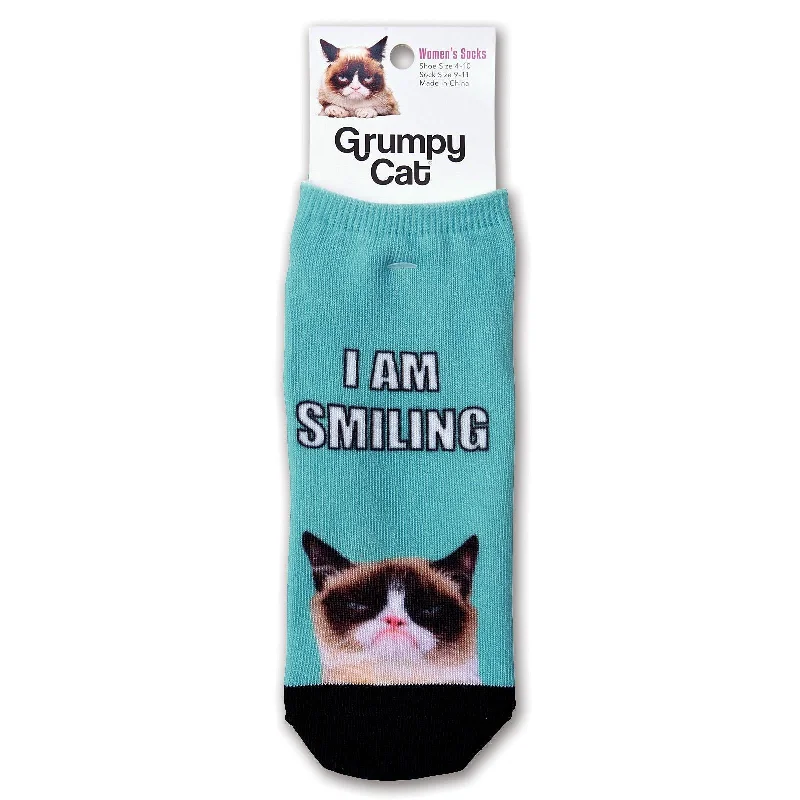 K. Bell Women`s Grumpy Cat No Show Socks