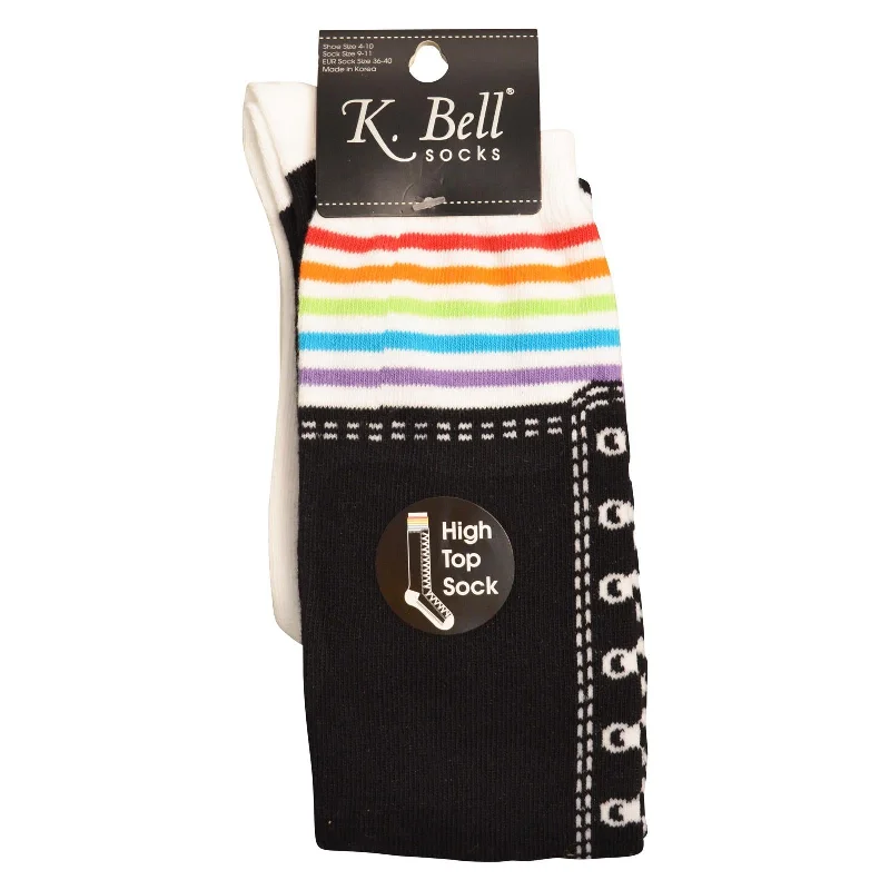 K. Bell Womens High Top Sneaker Knee High Socks