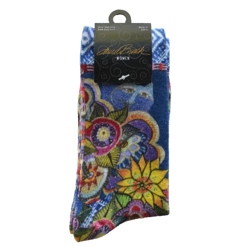 K. Bell Womens Laurel Burch 360 Print Crew Socks