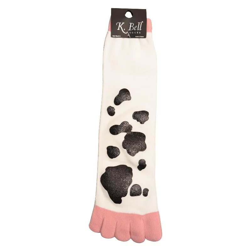 K. Bell Womens Tubular Cow Toe Crew Socks