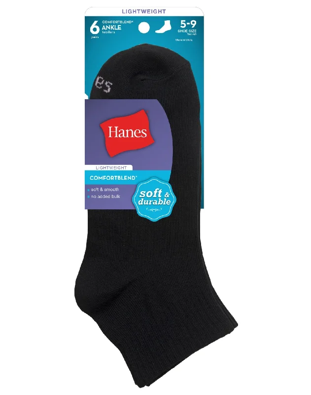 Hanes ComfortBlend Women`s Ankle Socks 6-Pack