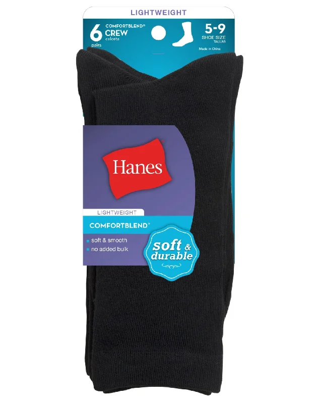 Hanes ComfortBlend Women`s Crew Socks 6-Pack