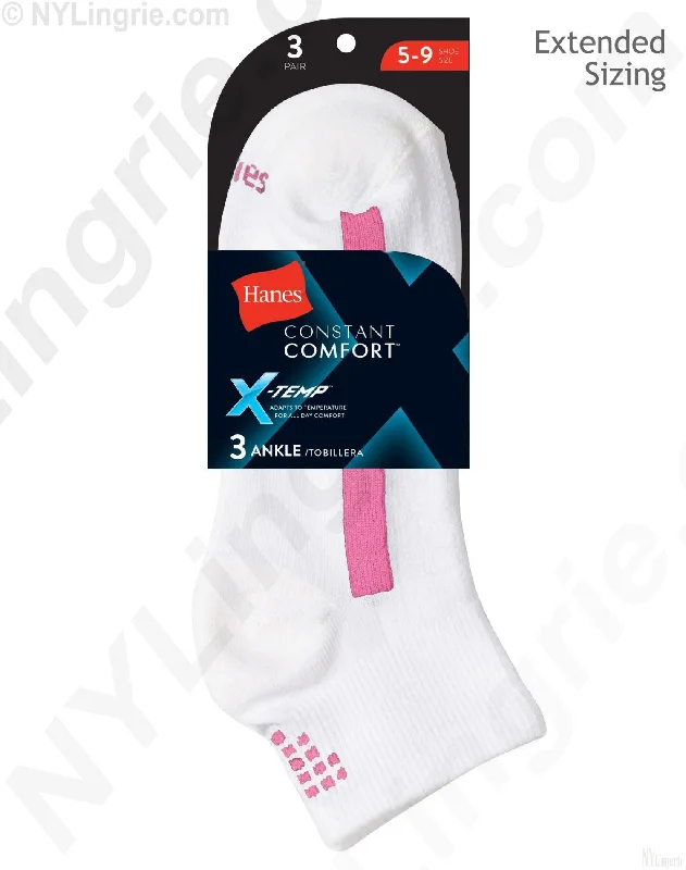 Hanes Women`s X-Temp Ankle Socks 3 Pack