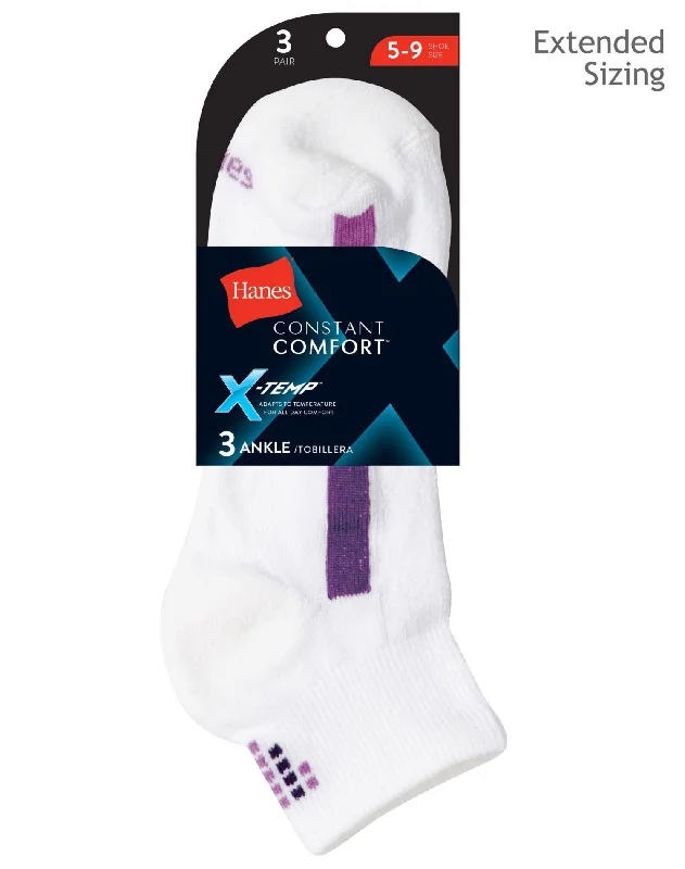 Hanes Women`s X-Temp Ankle Socks 3 Pack