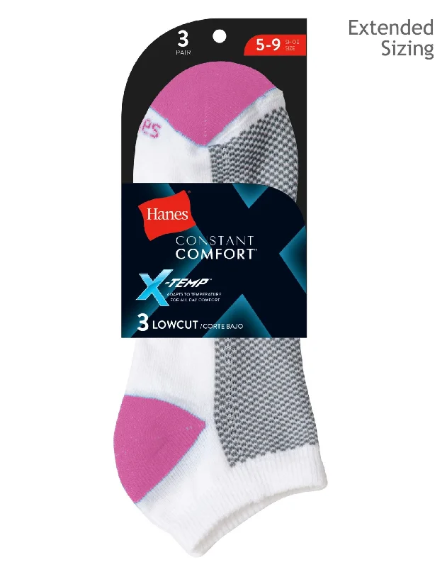 Hanes Women`s X-Temp Low Cut Socks 3 Pack