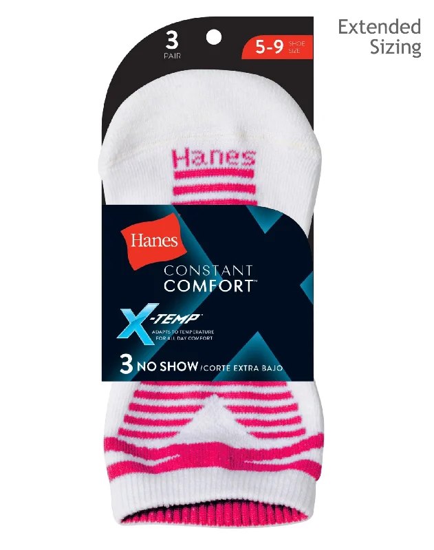 Hanes Women`s X-Temp No-Show Socks 3-Pack