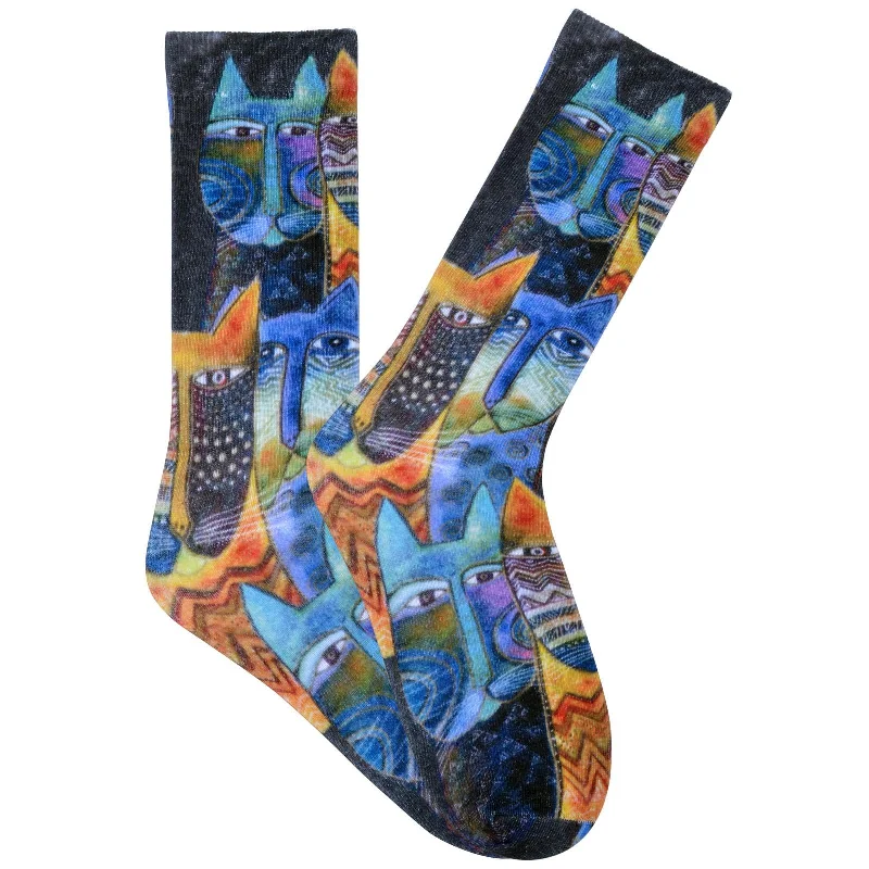 K. Bell Men`s Laurel Burch Primitive Cats Crew Socks